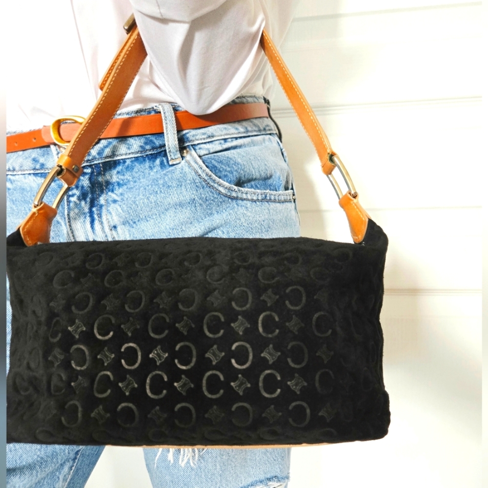 Authentic CELINE Rare Suede Vintage Macadam Bag Clutch Pochette Wallet Purse‎ - Picture 4 of 16